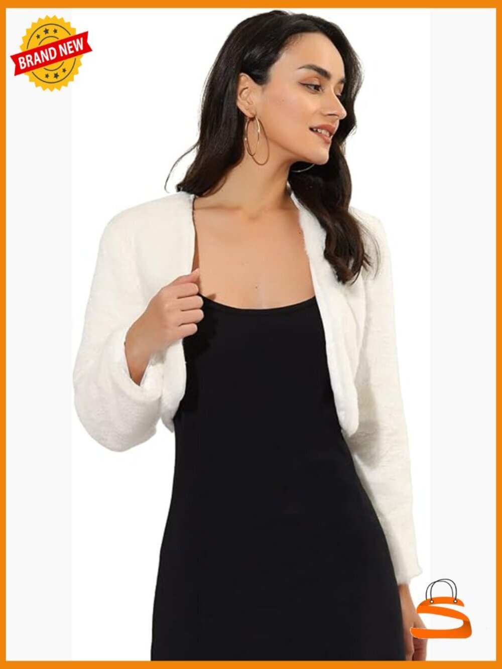Faux Fur Cropped Bolero Shrug Coat Open Front Wedding Evening Jacket
